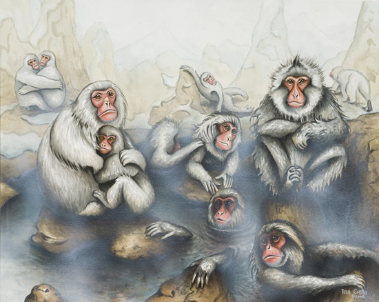 Snow Monkeys in a Hotspring
